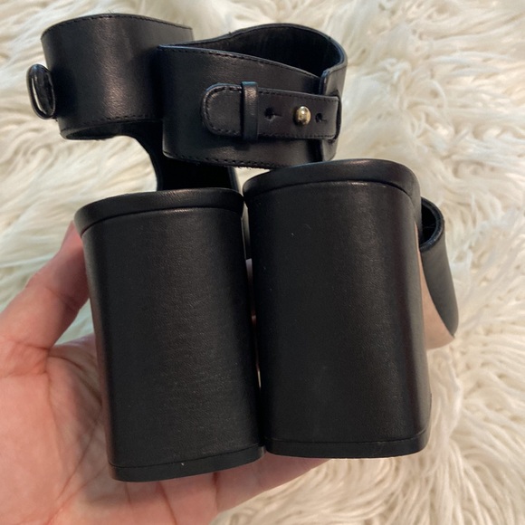 Deltan Women's Black Open-Toe Heels size 9.5 leather sole, leather upper - Picture 9 of 12